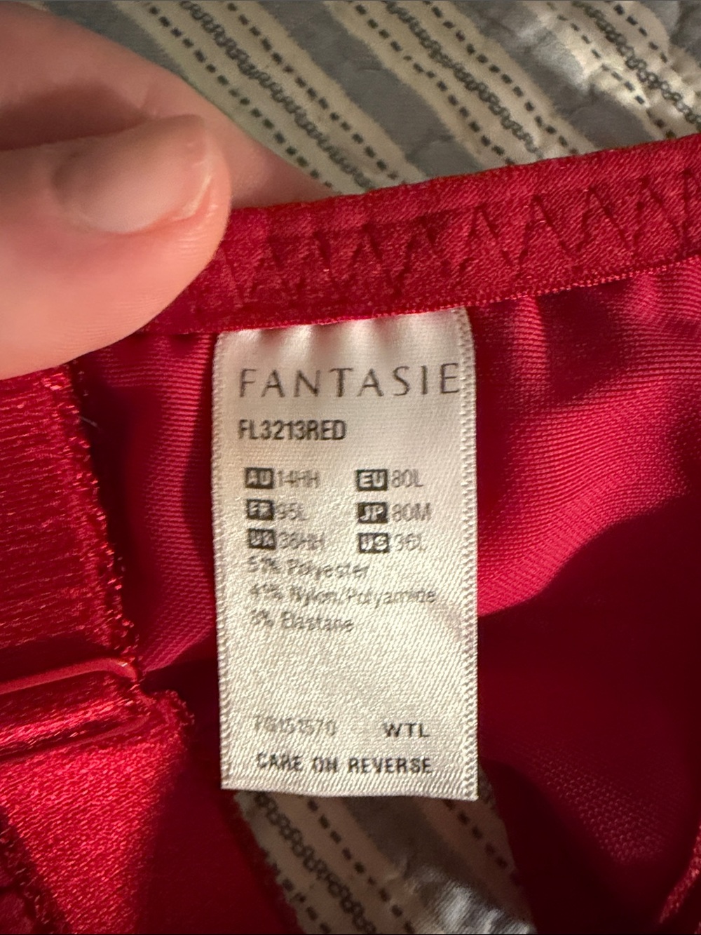 Fantasie Red Lace Underwire Bra full coverage - Picture 4 of 5